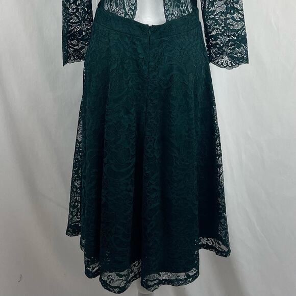 Neiman Marcus Sheer Green Lace Party Event Midi Dress NWT Size L - Picture 6 of 13